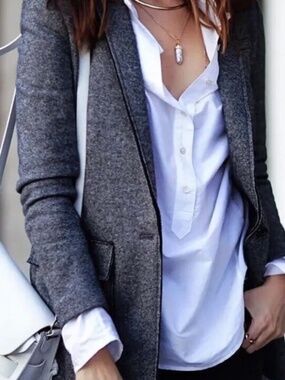 Banana Republic Raw Edge Wool Blend Knit Boyfriend Blazer, Blue